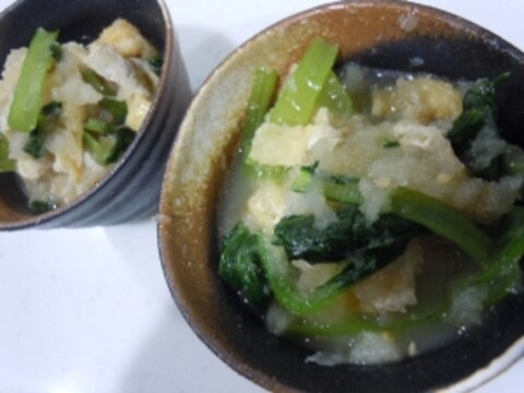 小松菜と油揚げの大根おろし煮